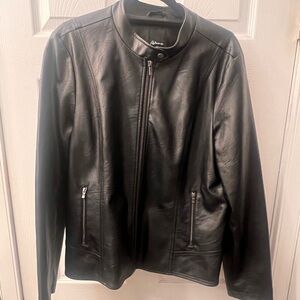 Reitmans Black Faux Leather Moto Jacket - XXL